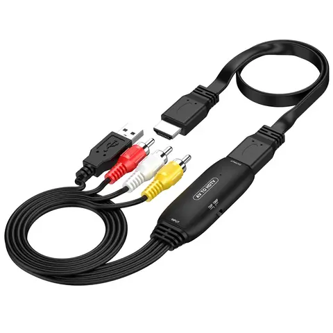 RCA to HDTV HDMI Converter, AV to HDTV Adapter, 1080P RCA Composite CVBS Video Audio Converter Adapter, Support PAL/NTSC for TV/PC/PS3/STB (HDTV Cable Included)