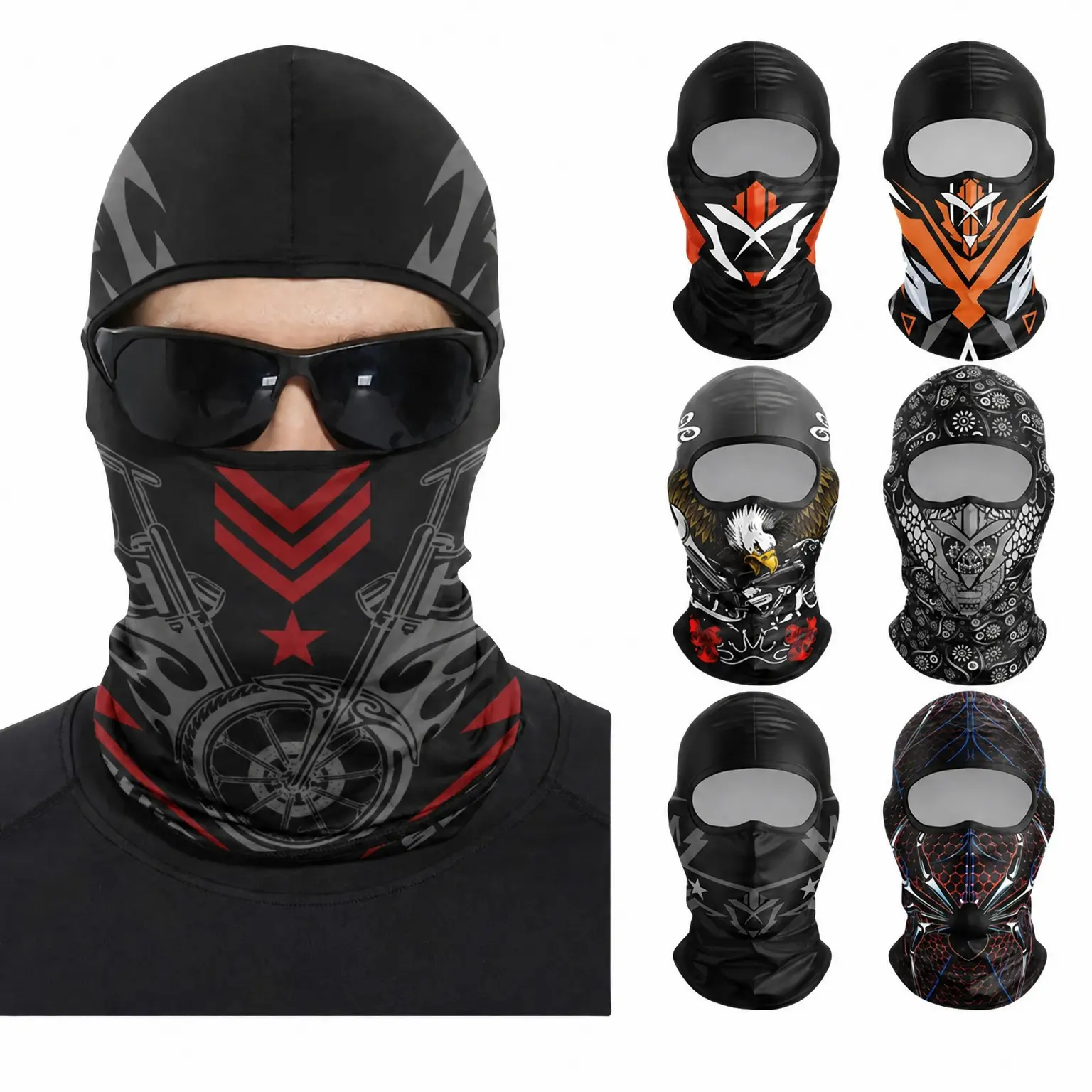 6pcs/3pcs Balaclava Face Mask Motorcycle Cycling Bike Bandana Hiking Skateboard Head Sock,Sun Cooling Cover for Men Women