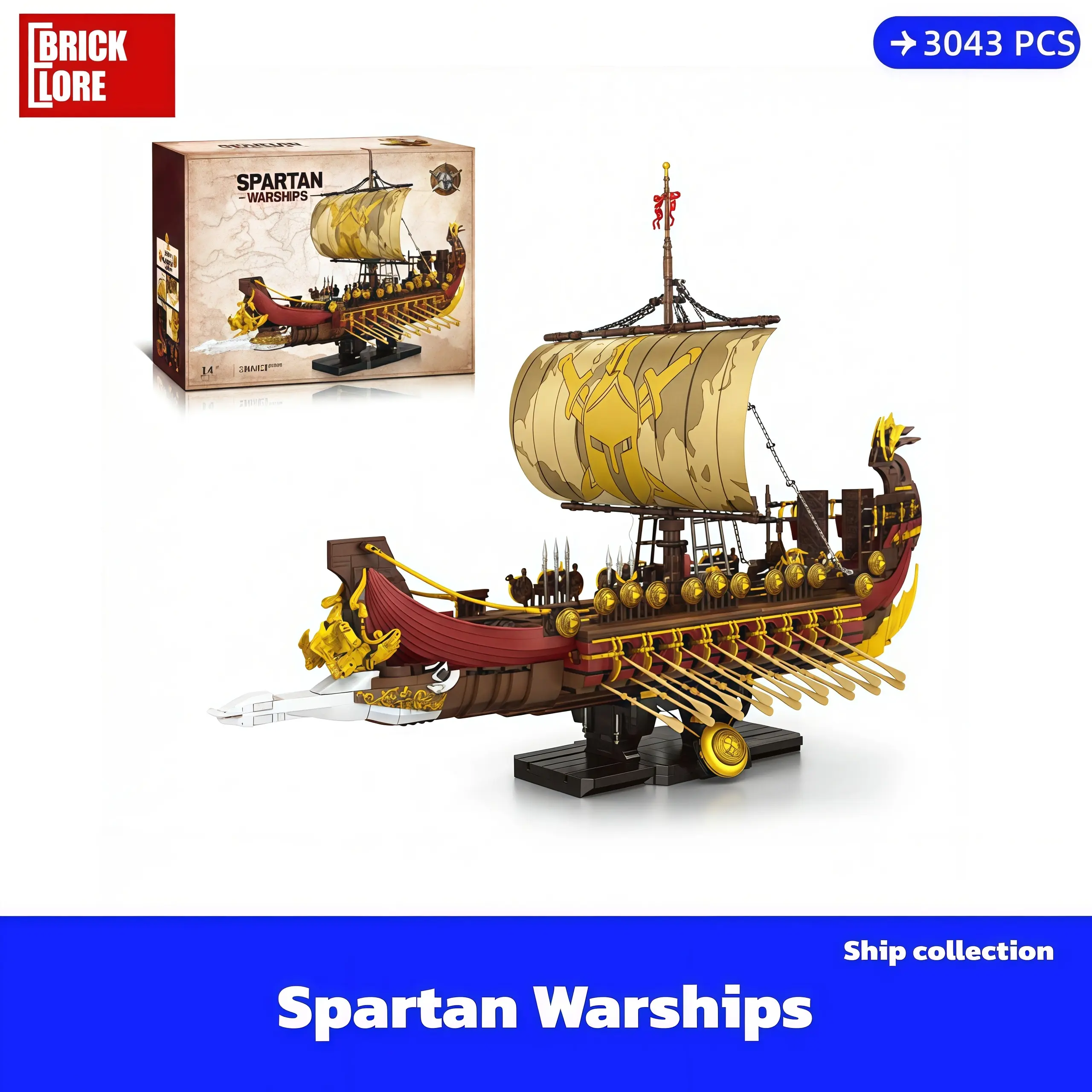 [BrickLORE](SHIP FREE) Spartan Warships Ship collection 3043 Pieces With GIFT box