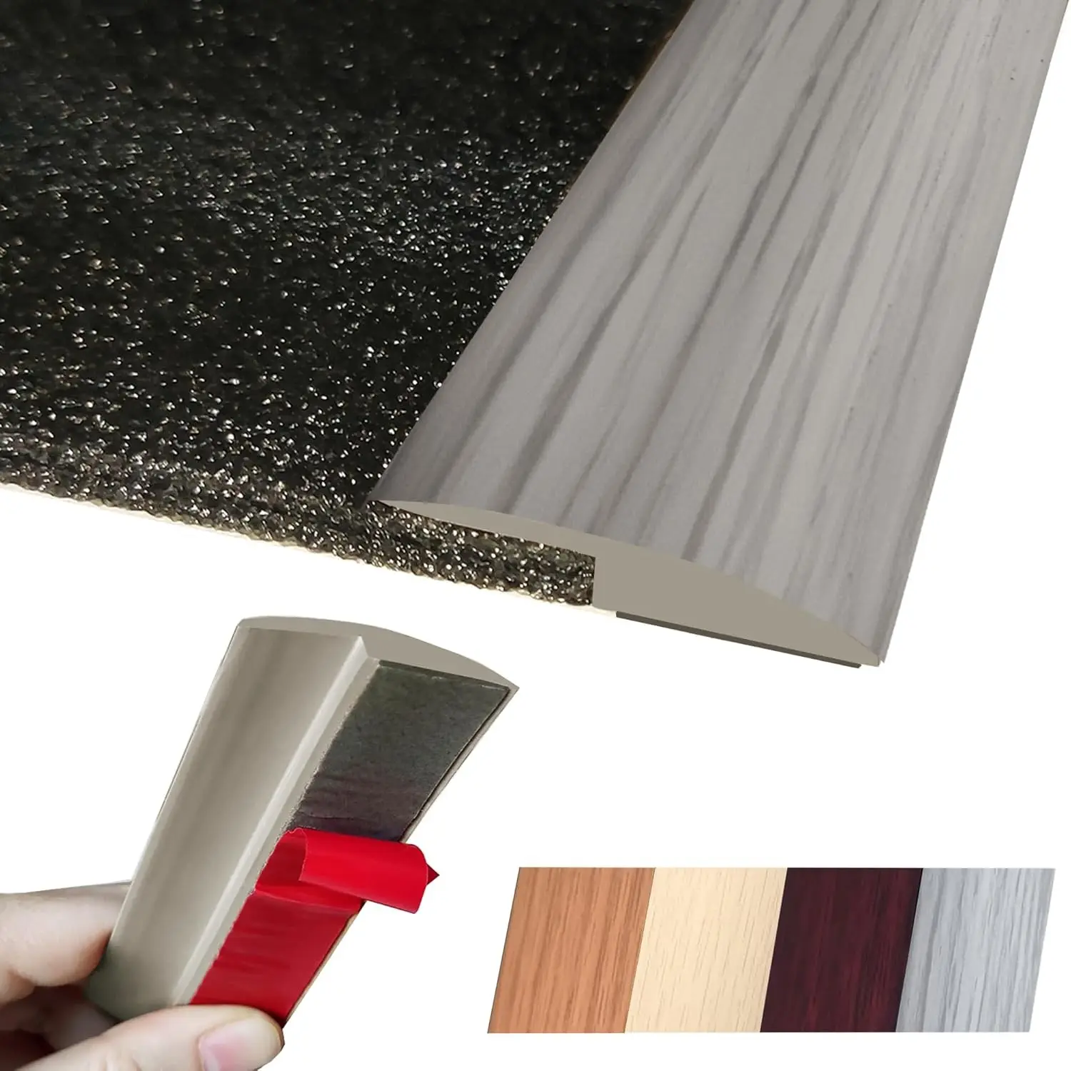 Self-Adhesive Floor Transition Strip for Carpet, Wood, Tile, Vinyl & Laminate Flooring - Edge Trim Gap Cover Doorway Threshold for Uneven Floors Heights Within 5 mm (40 inches, Gray Forest)Gift