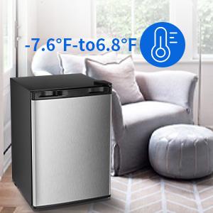 COWSAR 3.0 Cu.Ft Compact Chest Upright Freezer Single Door Reversible Stainless Steel Door, Compact Adjustable Removable Shelves for Home Office, Silver