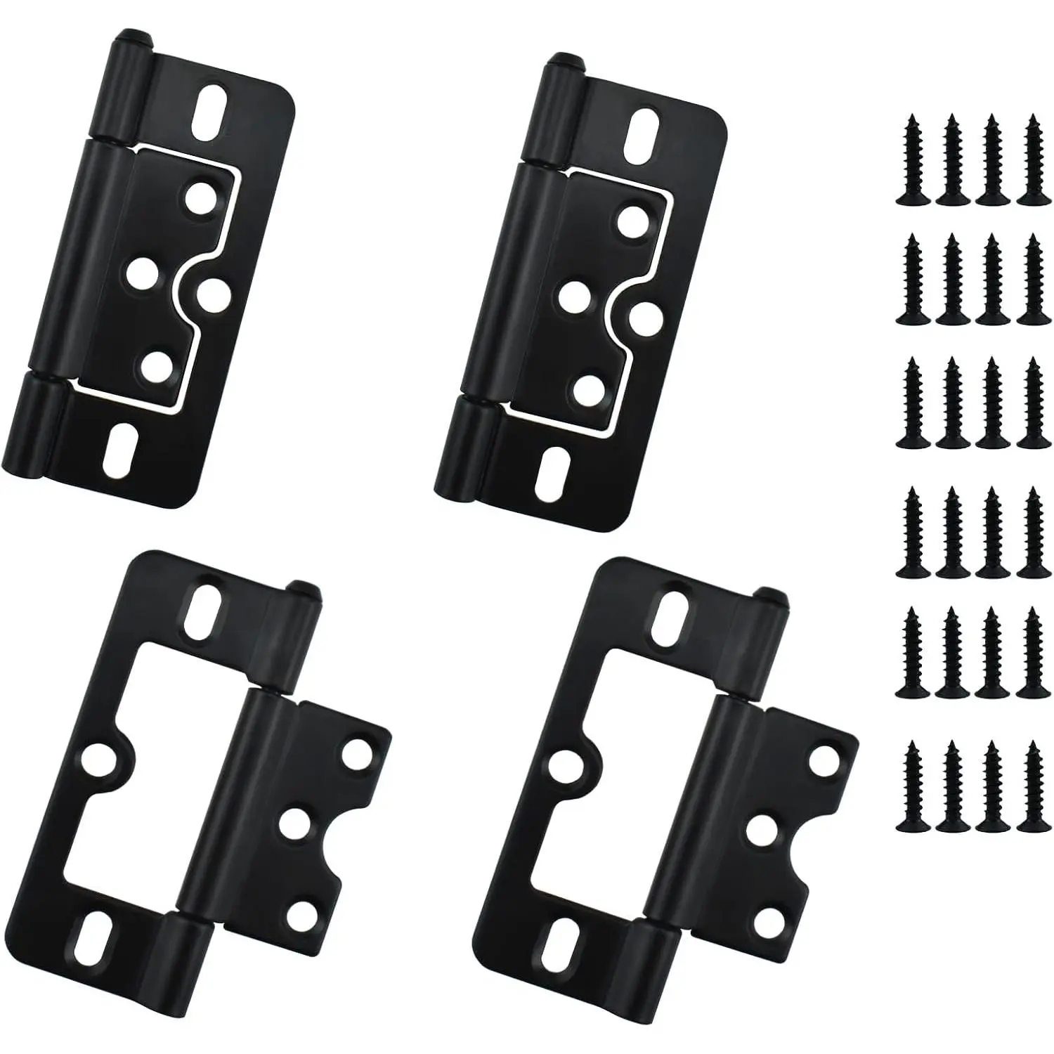 3 Inch Non-Mortise Door Hinges with Screws, Bifold  Cabinet Hinges, Smooth Sliding Bearing Hinge for Windows, Cabinet, Cupboard, Furniture, Door, 4 count, Black