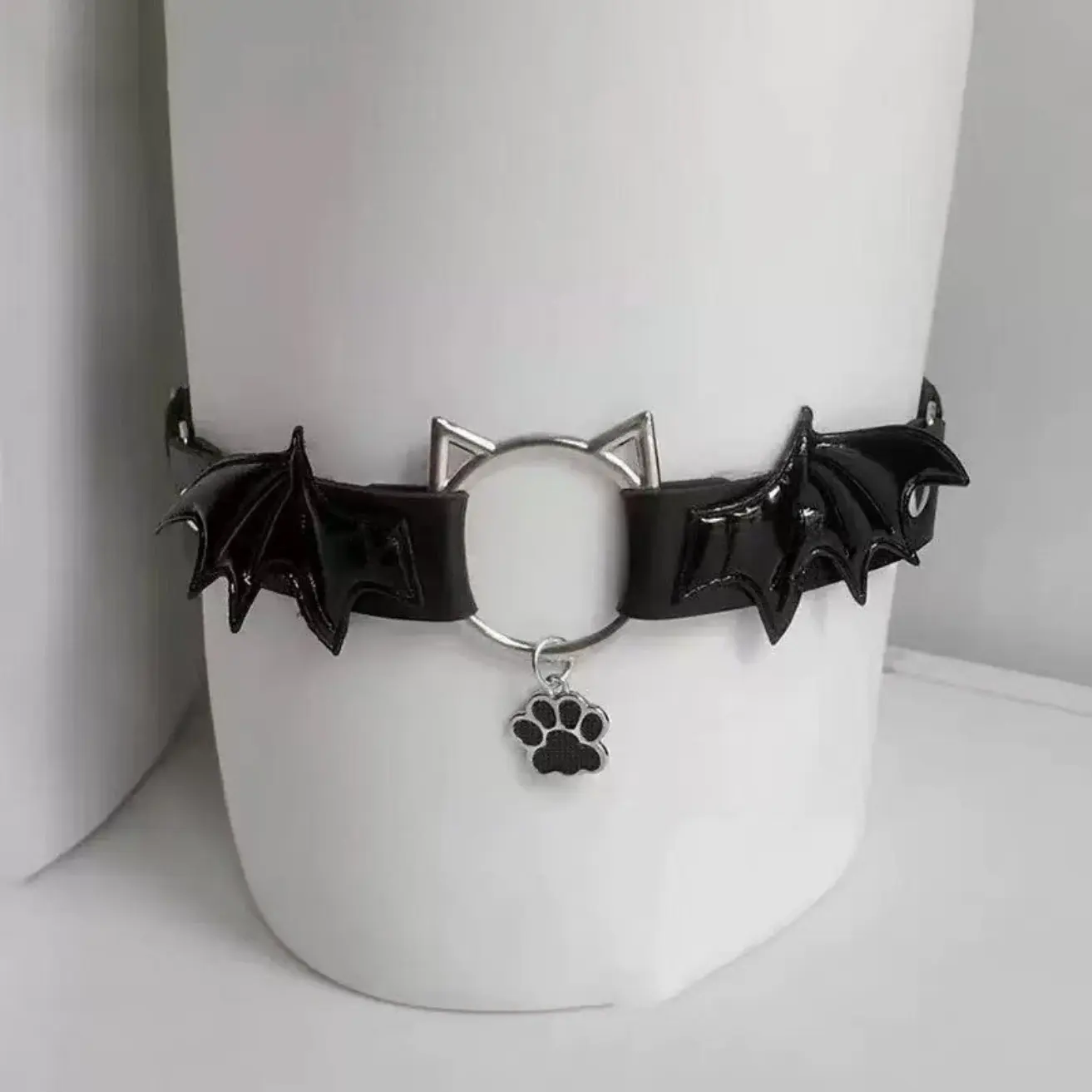 Women's Demon Wings Cross Leather Choker Collar Set - Dark Punk Gothic Leg Ring Necklace, Y2K Egirl Alt Emo Jewelry, Cosplay Costume Party Gift, Jewelry for Women