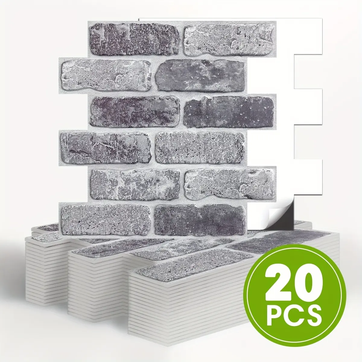 Commomy 20pcs 3D Faux Brick Wall Panel, Peel And Stick Brick Tiles, PVC  Gray Brick Wall Tile Stickers, Self Adhesive Brick Paneling, Faux Brick Backsplash, Water Mold Resistant Easy DIY Wall Decor 30 X 30cm| 12"X12"