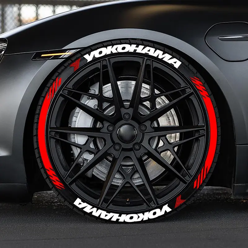 1 Set of Four Yokohama Tire Stickers for Car Wheel Aesthetics, Tire Lettering, PVC Waterproof Durable Letter Car Tire Decorative Accessories, Not Adhesive Included