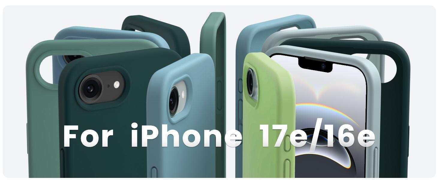 ORNARTO Compatible with iPhone 17e Case and for iPhone 16e Case 6.1", Liquid Silicone 3 Layers Full Covered Soft Gel Rubber Shockproof Cover, Protective Phone Cases for 16e & 17e-Matcha