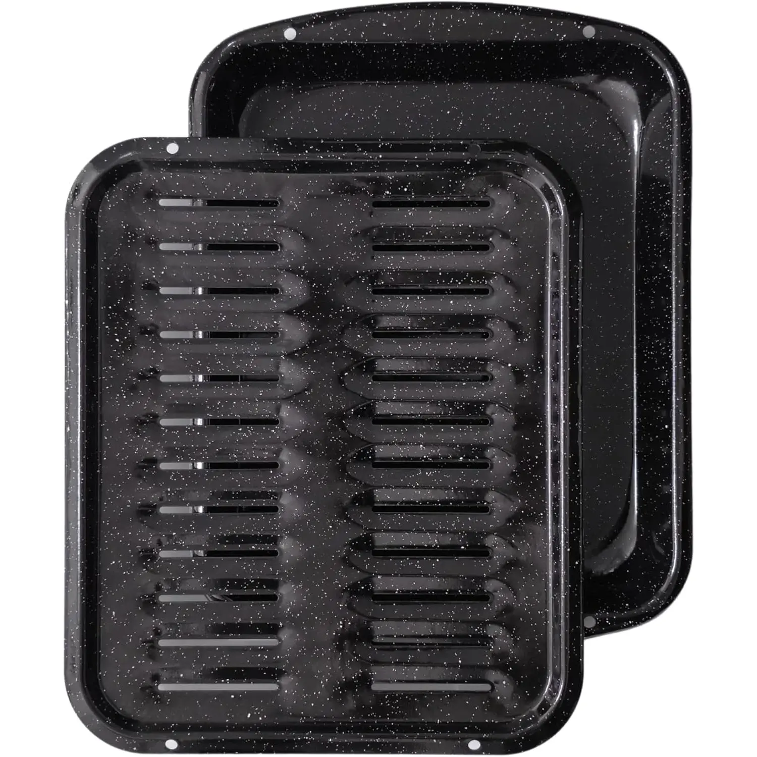 Broiler Pan for Oven Nonstick 16.75” x 13” Porcelain Nonstick Coated - Broiling Pan for Oven Withstands Heat up to 550° F - Heavy Duty Broil Pans and Rack Circulates Heat and Drains Fat (Speckled)