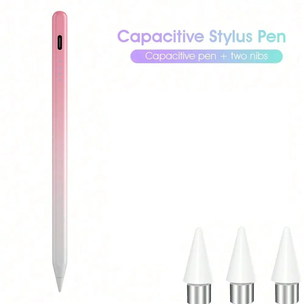 Universal Capacitive Touch Stylus Pen for Smartphones and Tablets, Includes 3 Extra Tips, USB-C Charging, Ideal for Precise Drawing