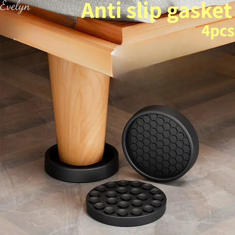 Silicone Round/Square Furniture Floor Protector Pads - Non-Slip Stoppers for Bed Legs, Table Feet - Prevent Scratching, Sliding, Noise Reduction