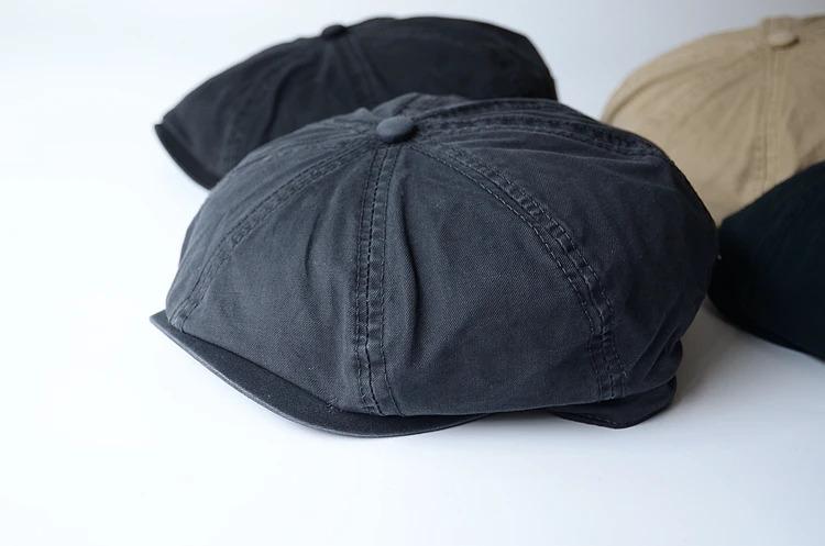 Men Big Head Newsboy Cap Peaky Hat Vintage Casual Cotton Cap Solid Berets England Visor Big Gatsby Flat Hat Detective Hats