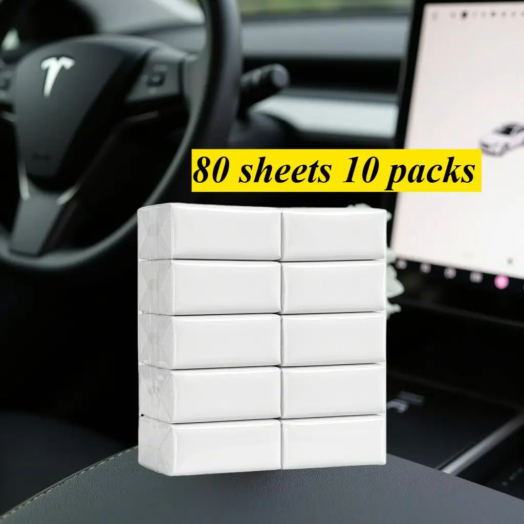 10 Packs Total 80 Sheets Thick Handkerchief Paper, Soft and Durable, Mini Pocket Pack, Multi-Use, Dry and Wet, High Value Portable Napkins