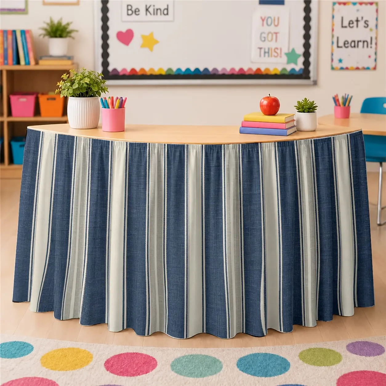 One piece of nautical striped tablecloth, suitable for weddings, birthdays, parties - an elegant and simple rectangular table cover for the seaside, suitable for dining tables, kitchen countertops, office desks, and buffet display decorations