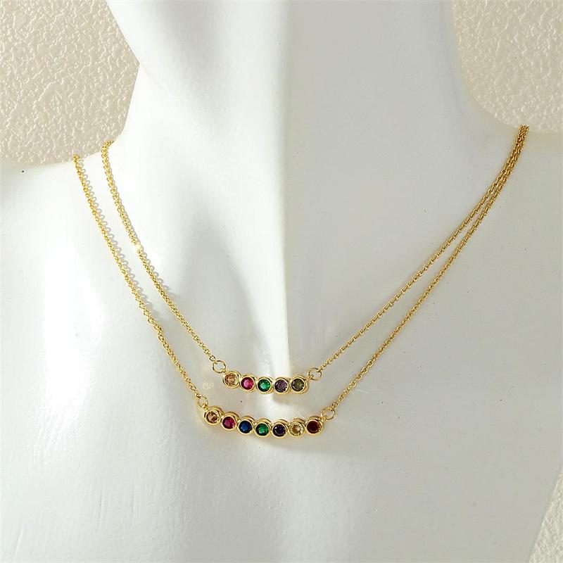 Women’s Birthstone Necklace – Delicate Gold Plated Bar Pendant with Multiple Vibrant Birthstones, Fashion Layering Jewelry for Work, Parties or Travel, Thoughtful Gift Idea for Mom, Grandma, Girlfriend or Wife on Christmas, Valentine’s Day or Birthday