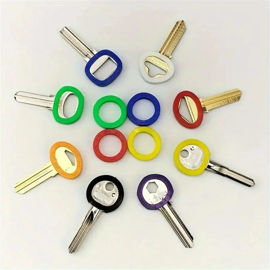 10Pcs random Key Caps for Identification Mixed Colors Sturdy Protective Key Covers Ring To Organize Home Office Keys Identifier Keyrings Keychain Accessory