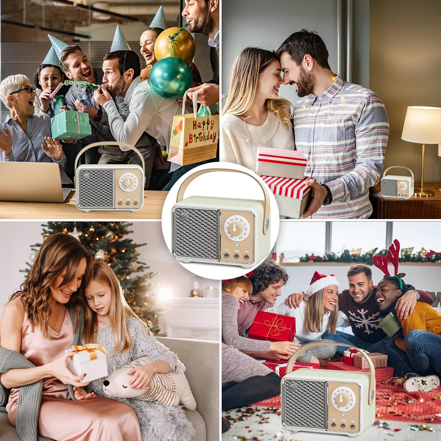 Retro  Speaker,  Decor, Portable Small  Radio  Speaker, Cute Aesthetic Style for Office Kitchen Desk Bedroom Outdoor Support TF Card/AUX (Lime)