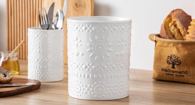 Utensil Holder, 7.2"+5.4" Ceramic Utensil Holder for Countertop, Large Cooking Utensil Crocks for Kitchen Counter, Farmhouse Utensil Vase for Housewarming, Kitchen Decor, Set of 2, Snow Utensil Holder, 7.2"+5.4" Ceramic Utensil Holder for Countertop, Large Cooking Utensil Crocks for Kitchen Counter, Farmhouse Utensil Vase for Housewarming, Kitchen Decor, Set of 2, Snow