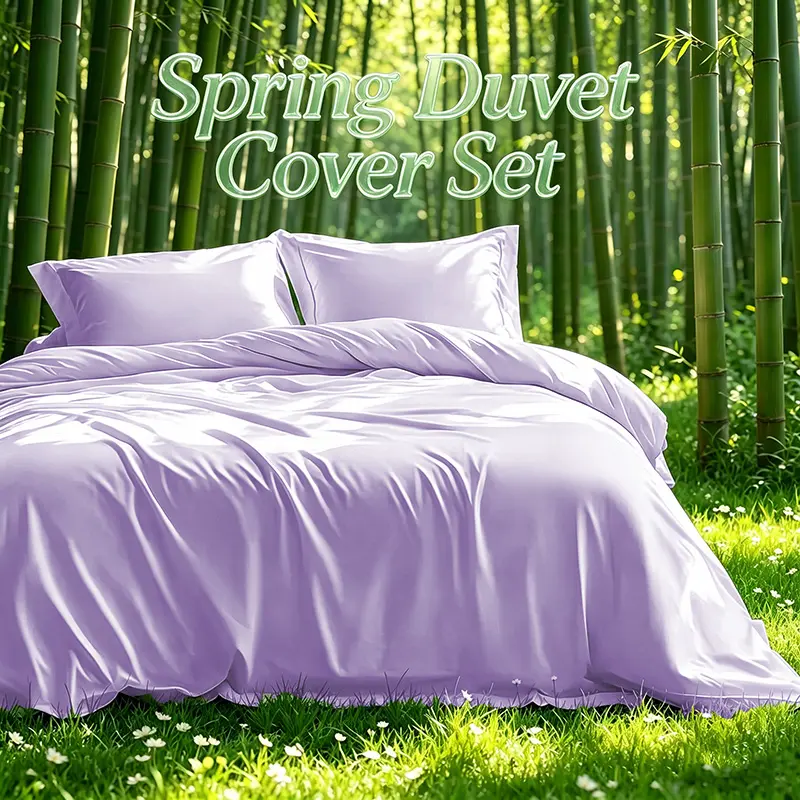 2/3pcs Cooling Bamboo Duvet Covet Set - Smooth Soft Breathable Bedding Cover With Pillow Shams With 2 Pillowcases - Perfect For All Seasons - 2000TC - Room Decor Accent For Cozy Bedrooms - Twin/Full/Queen/King Size - Random Color
