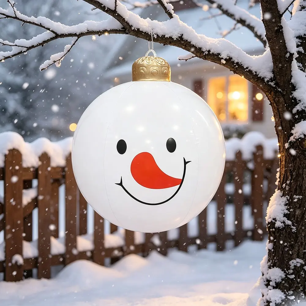 22.83inch Large Inflatable Christmas Snowman Ornament, Thick PVC Material, Hanging Decor for Outdoor, Store Display, Holiday Party