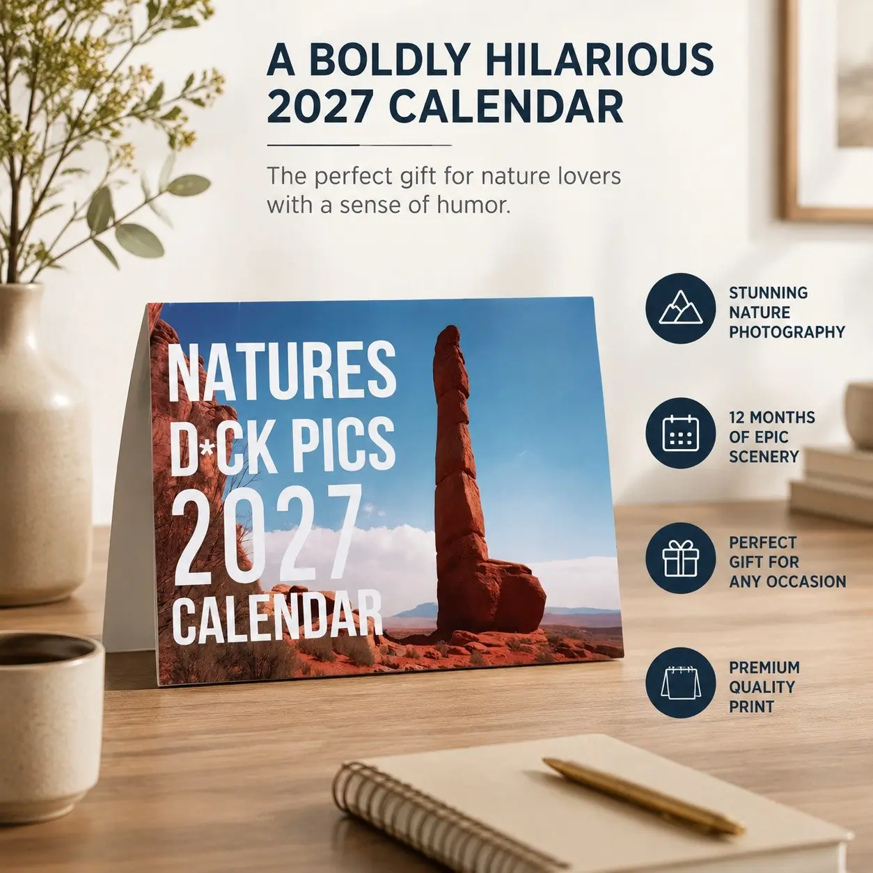 2027 Fun Rock Landscape Wall Calendar, Funny Prank Natural Scenery Stone Pattern, Creative Joke Gift, Hanging Wall Calendar