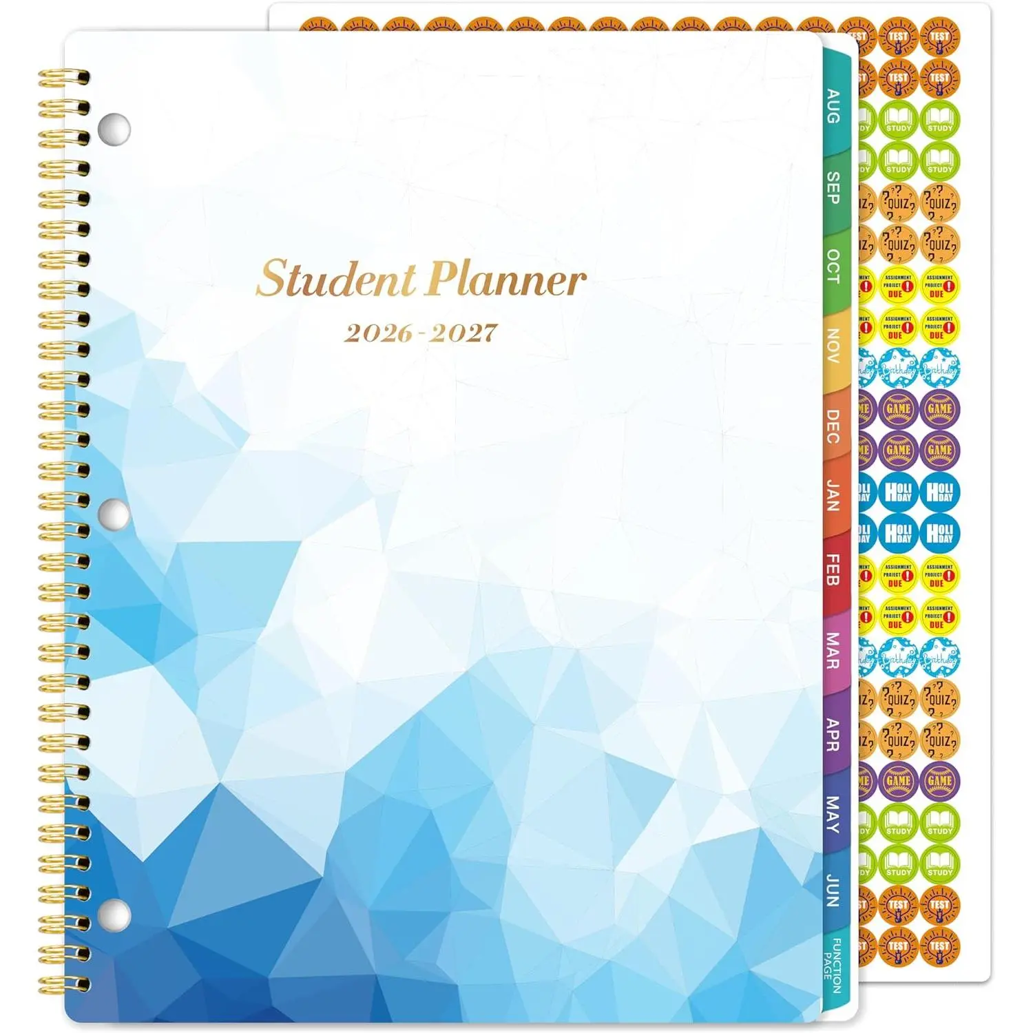 Student Planner 2026-2027 - Monthly and Weekly School Planner 2026-2027 with Colorful Tabs & Stickers, Aug. 2026 - June 2027, 9" x 11", Academic Planners - Blue