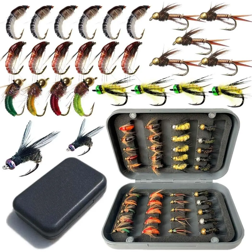 Fly Fishing Flies Kit 40/137pcs Dry/Wet Flies  Nyphms Popper Streamer for Trout Bass Steelhead Fish+ Fly Box