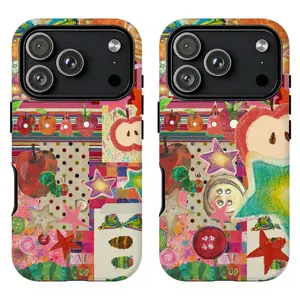 FL-Vintage Patchwork Hungry Caterpillar Phone Case,Patchwork Apple Star Butterfly Print Phone Cover For iPhone 11 12 13 14 15 16 17 Air Pro Max for Samsung S26 S25 S24 S23 S22 S21 Case,Gift for her/him