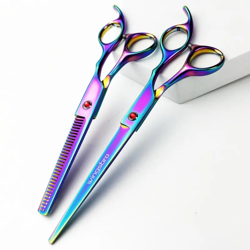 Wingsbro Hair Cutting Scissors Thinning Shear Professional Barber 7inch Shear Razor Edge Haircut Styling Kit Hair Cutting Tool