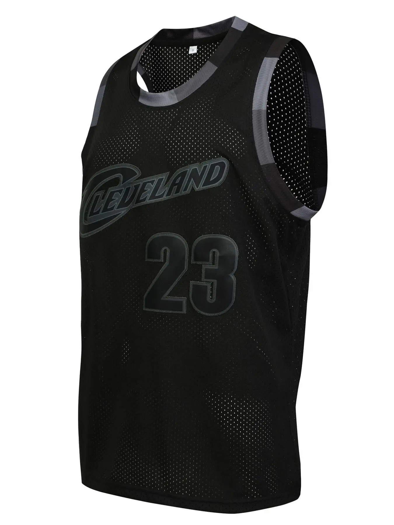 Men's Basketball Jersey 23 Black, Embroidered Sports Wear, Casual Fitted Long Sleeve Top, H-Type Figure Pattern, Unlined Design, Athletic Active Tops