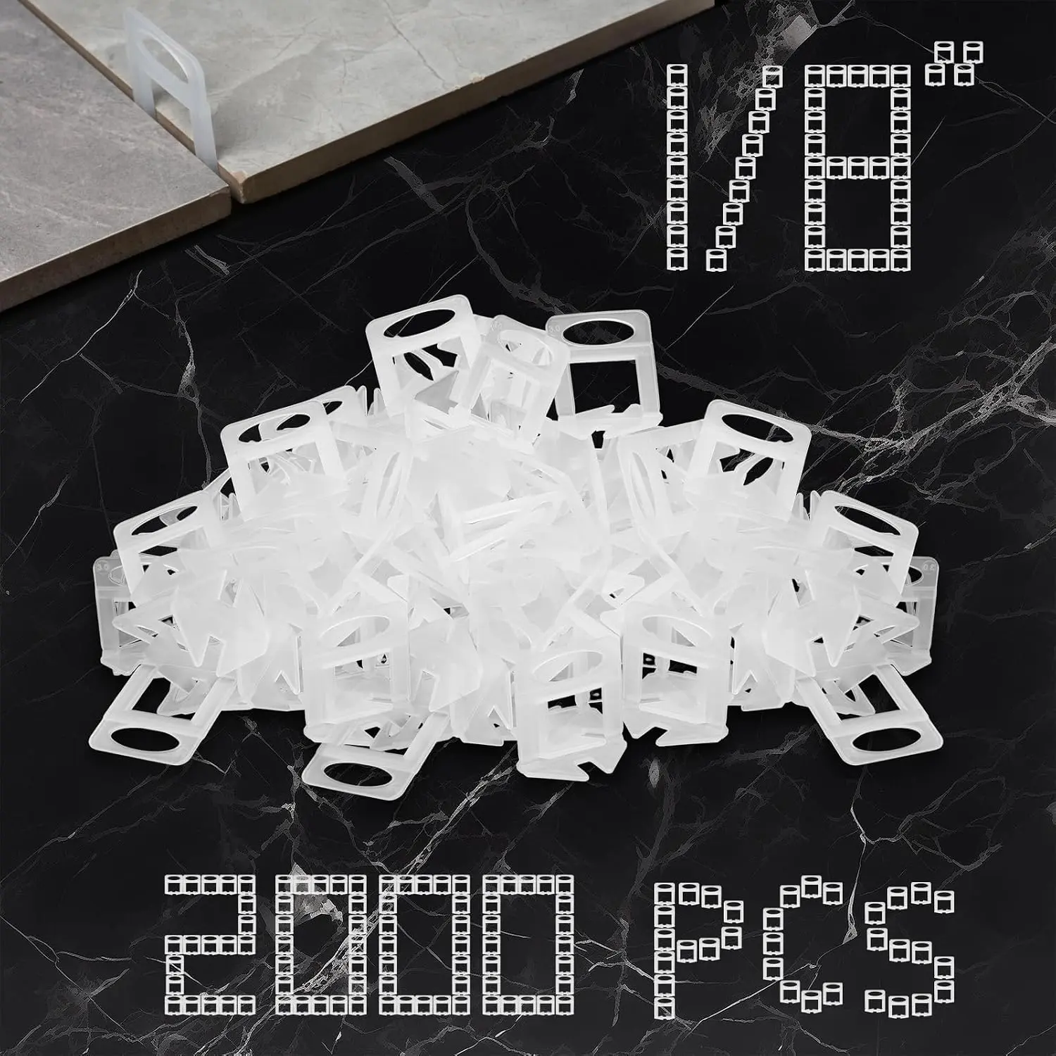 2000pcs Tile Leveling Clips 1/8 Inch Tiles Spacers |   Tile Leveling System Clips Tiles Leveler Spacers 3mm Tile Set for tile and Stone Installation