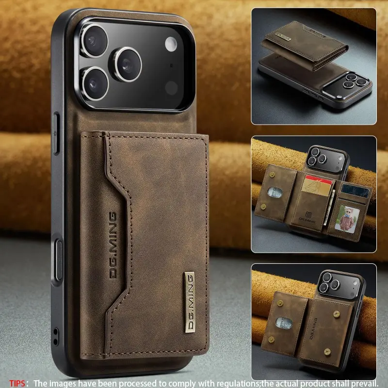 2 in 1 Magnetic Leather Phone Case with Card Holder, Multi Card Position Phone Case, Business Protective Durable Case for iPhone 17 Pro Max 1 7 Air 15 14 13 12 11 Pro Max, Cover, Cellphone Protection Smartphone Casing Accessories, Phone Protector