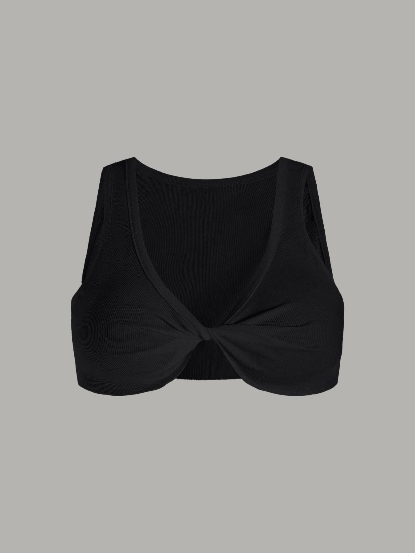 Women's Solid Twist Front Crop Tank Top, Casual Elegant Chic Sleeveless Cropped Top for Daily Wear, Ladies Clothes for All Seasons