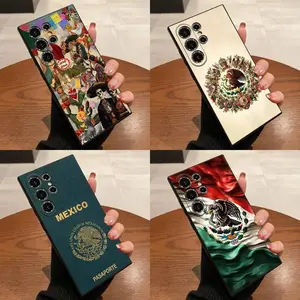 Mexico National Emblem Flag Passport Phone Case For Samsung S25,S24,S26,S22,S23,Ultra,Plus,Fe,5G For iphone 17 16 15 14 13 12 11 17Air Plus Pro Promax  Black Box phone case