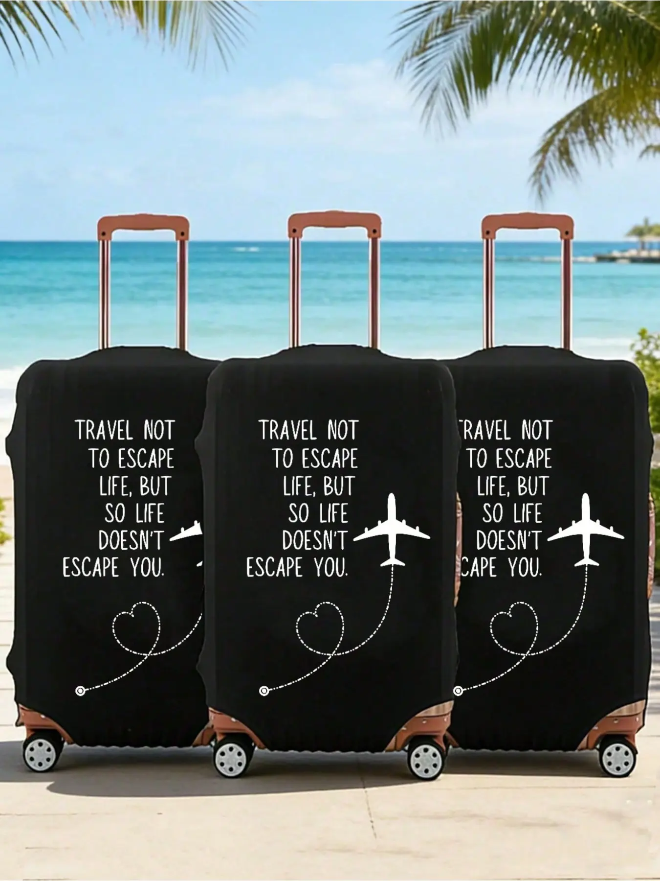 Creative Plane and Travel Pattern Luggage Set, Dust-Proof Elastic Travel Accessories, Nylon Protector for Suitcases, Ideal for Trips and Business Travel