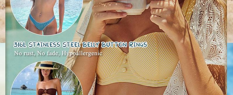 CASSIECA 10Pcs Gold Belly Button Piercing Ring-Surgical Steel CZ Heart Navel Belly Rings for Women Dangle Short Clicker Navel Piercings Cute Summer Jewelry 14G