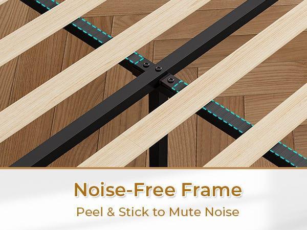 Sikaic Linen LED Floating Bed Frame with Charging Station Dark Grey Headboard And Storage Modern Smart