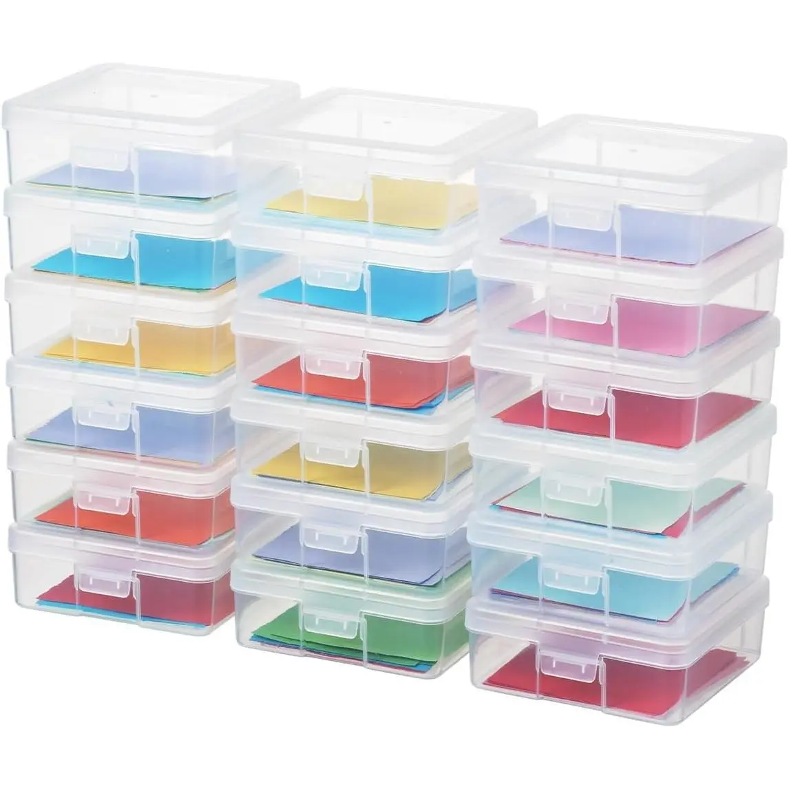 Plastic Small Storage Containers with Lids for Organizing | 18 Pack, Small Clear, Task Boxes for Special Education, Board Game Storage Containers, Balloon Storage Organizer, Mini Box