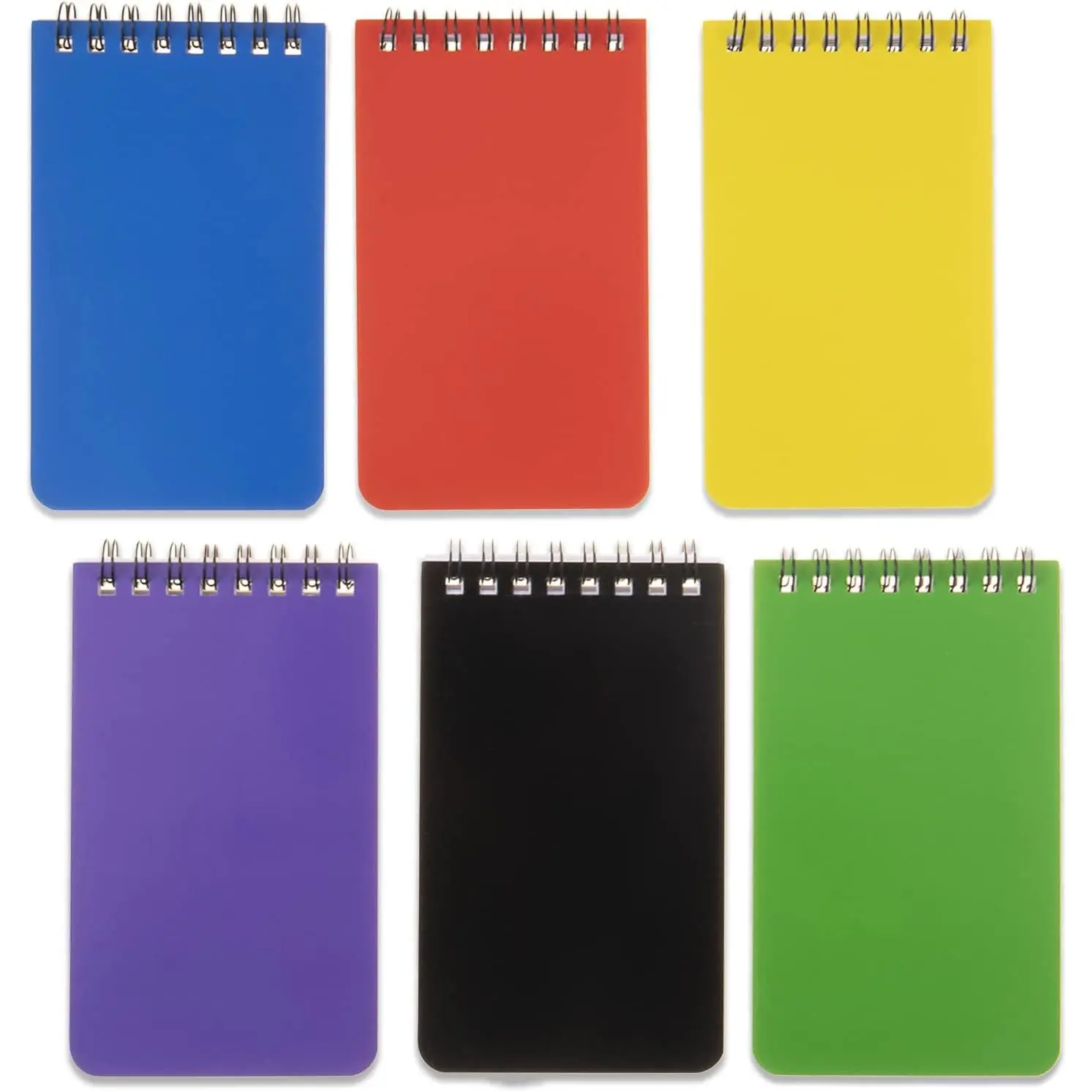 6-Pack Mini Spiral Pocket Notebooks, 3x5 Inch Office Stationery, Multiple Colors, Top Opening, Writing Aid for Portable Convenient Note-Taking