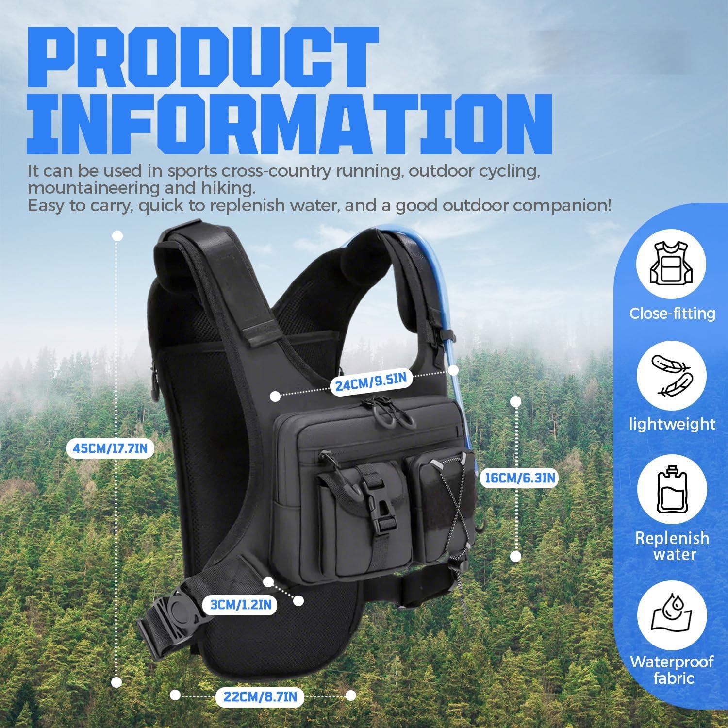 Running Hydration Vest Backpack, Lightweight Chest Pack with 2.0L Water Bladder Bag Daypack for Hiking Running Cycling Race Marathon for Women Men Running Hydration Vest Backpack, Lightweight Chest Pack with 2.0L Water Bladder Bag Daypack for Hiking Running Cycling Race Marathon for Women Men