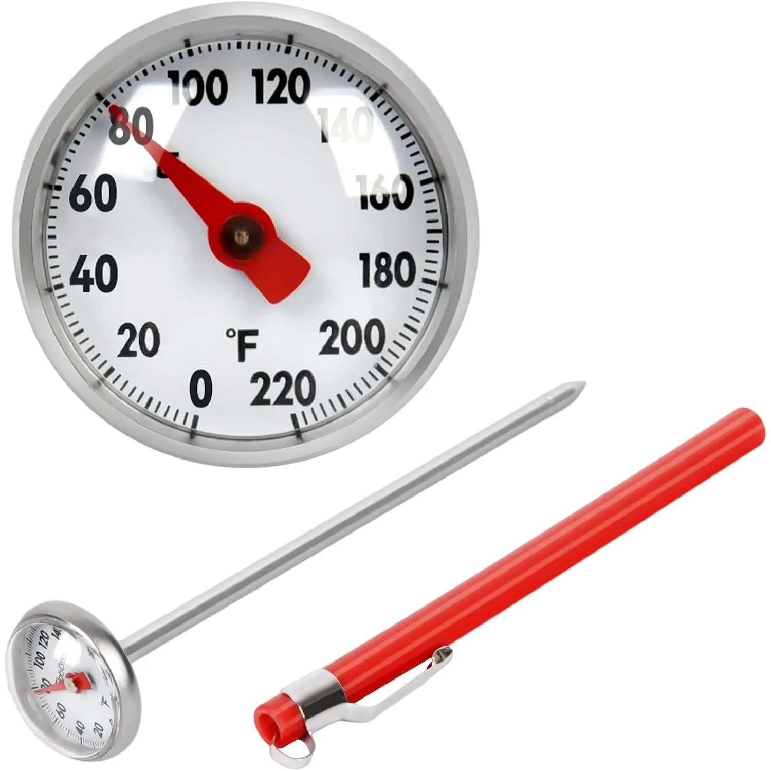 Kitchen -Cooking Meat Coffee Thermometer – Pocket Espresso Thermometer for Milk  Frothing  Water Temperature Stainless Steel 1" Dial 5" Long Stem