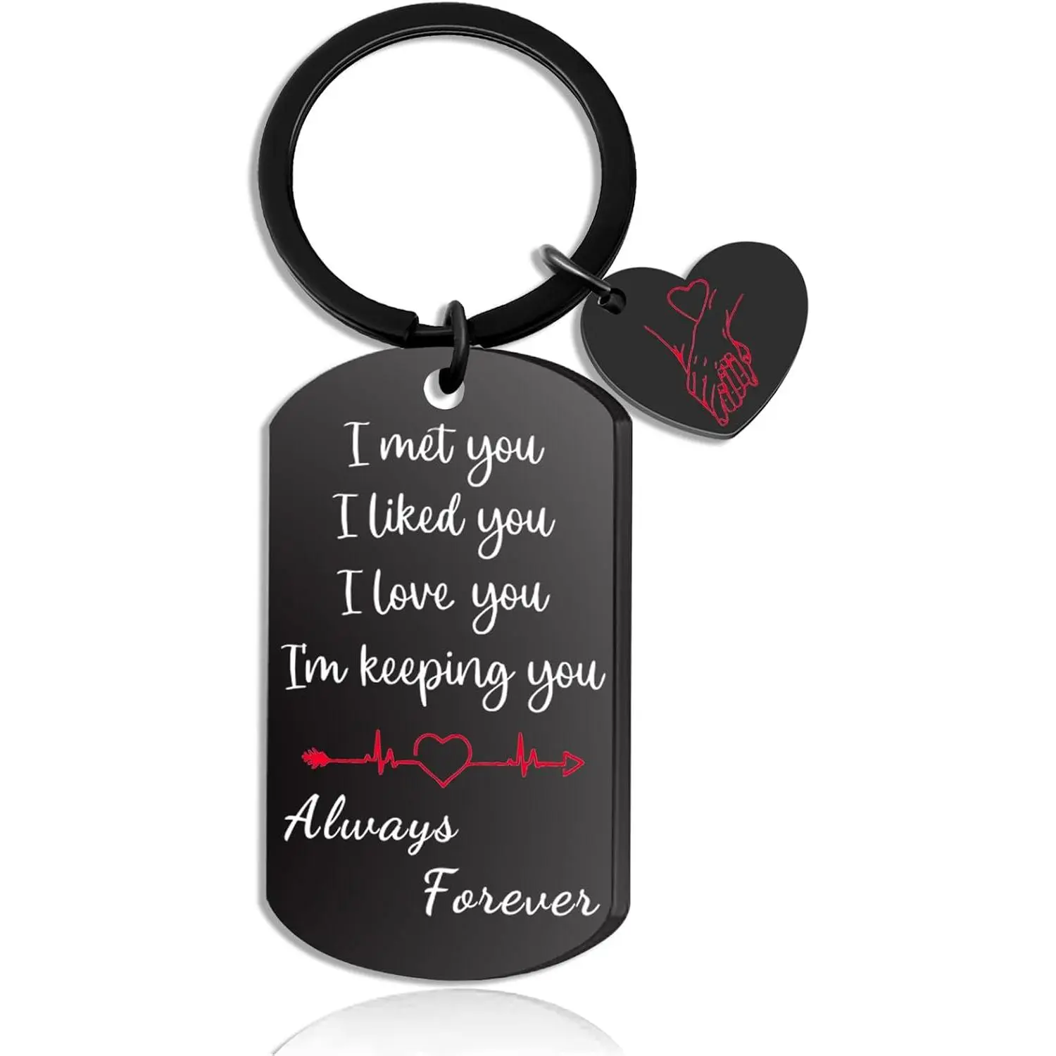 Romantic  for Her Him - Anniversary, Birthday, Wedding Present for Girlfriend, Wife, Boyfriend, Husband - Love You Always Forever Key Chains, Small, Black