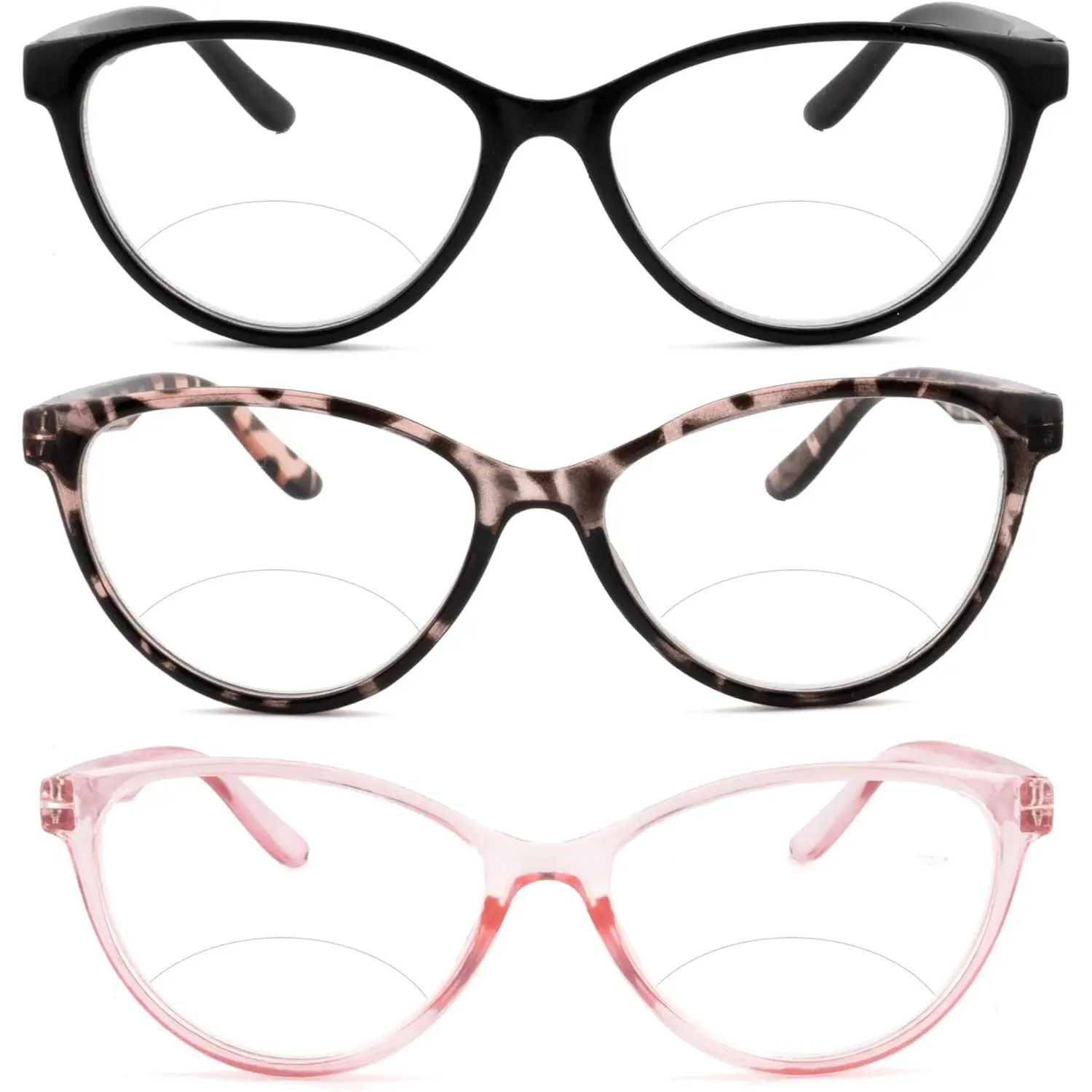 3 Pack Bifocal Reading Glasses for Women, Blue Light Blocking  Eye  Readers, No line Bifocal reader Anti UV Ray/Eye /Glare 1.5