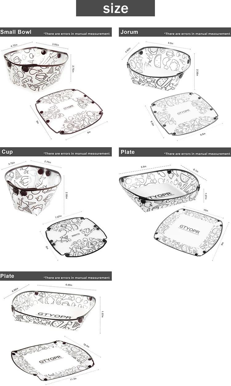 12 Pcs Collapsible Heat-resistant Camping Bowl Plate, Portable Cup Coffee Filter, Food-Grade Plastic Foldable Bowl