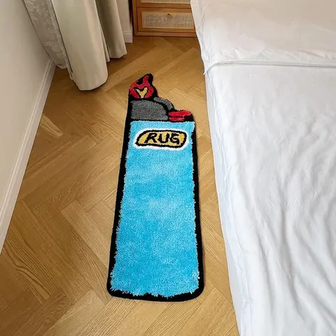 Creative Lighter Pattern Rug, 1 Count Non-slip Soft Floor Mat, Decorative Carpet for Home Living Room Bedroom, House Decor Rug, Soft Shaggy Rug, Fluffy Area Rug, Non Slip Rugs
