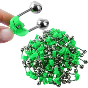46PCS 3rd Generation Plastic Fishing Bells, Fishing Rod Alarm Bell with Extra Loud Dual Alert Bells Clip, Fishing Bells for Rods, Easy for Night, Ice Fishing, Green.
