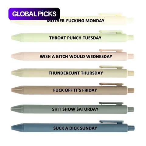 Funny Daily Quotes Grease Pencil, 7/9 Counts/set Daily Funny & Sarcastic Quotes Thundercunt Thursday Throat Punch Tuesday Smooth Writing Pen, Writing Tools, Office Stationery & Supplies #GLOBAL PICKS