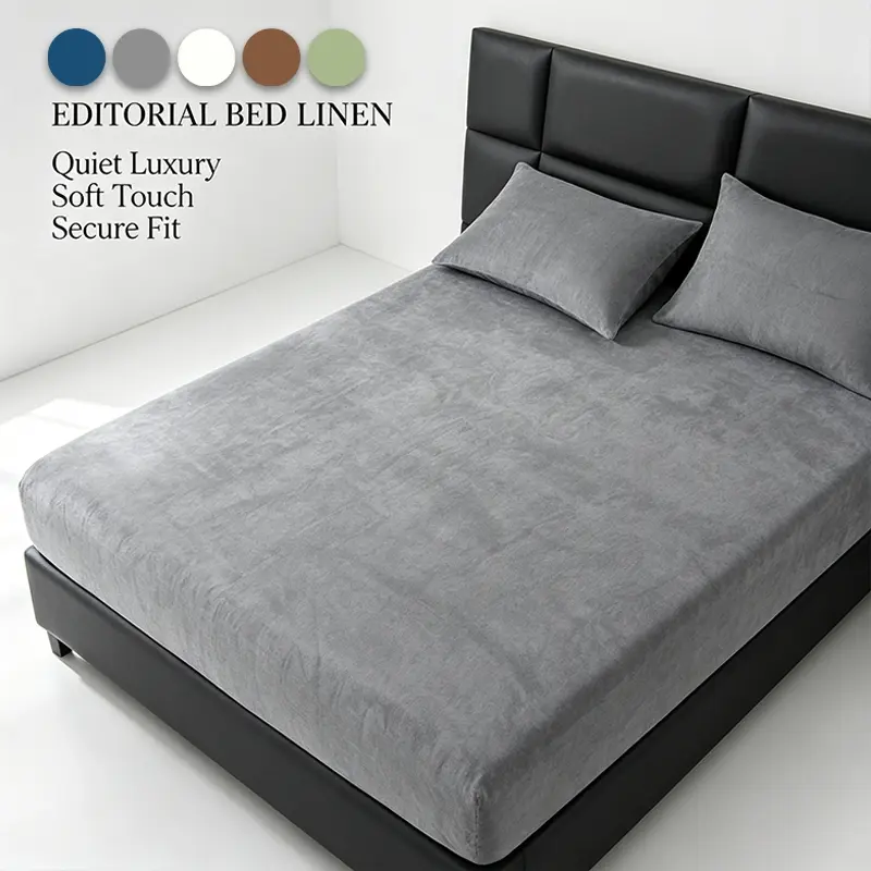 Cozy Solid‑Tone Plush Fitted Sheet Set Soft Warm Bedding for Home Bedroom Dormitory, Perfect for Fall Winter Season & Back‑to‑School Dorm Room Upgrade