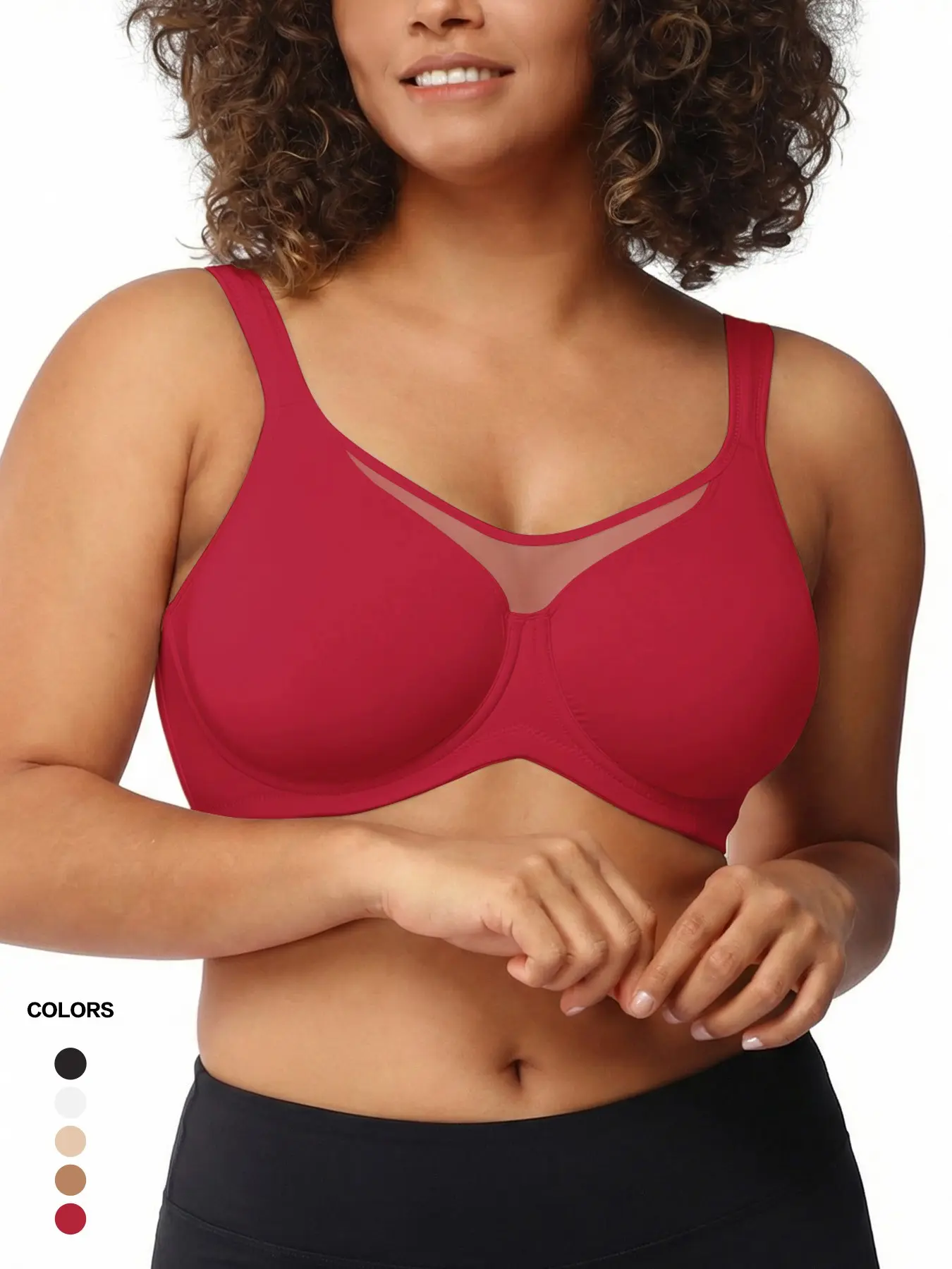 Plus Size Underwire Bra, Smooth Fabric, Wide Straps, Full Coverage, Comfortable Push-Up, Plain Design, Medium Support, Women's Bras  A comfortable bra designed specifically for women with fuller busts.     TikTokShopBlackFriday