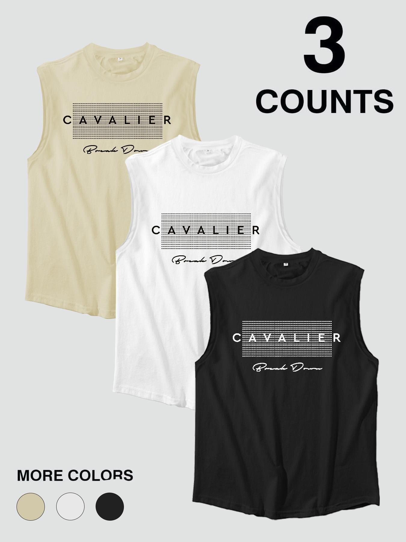 Men's Letter Print Tank Top, Casual Sleeveless Top for Summer, Fashion Men's Top for Daily Wear, Vests, Workout Tank Tops