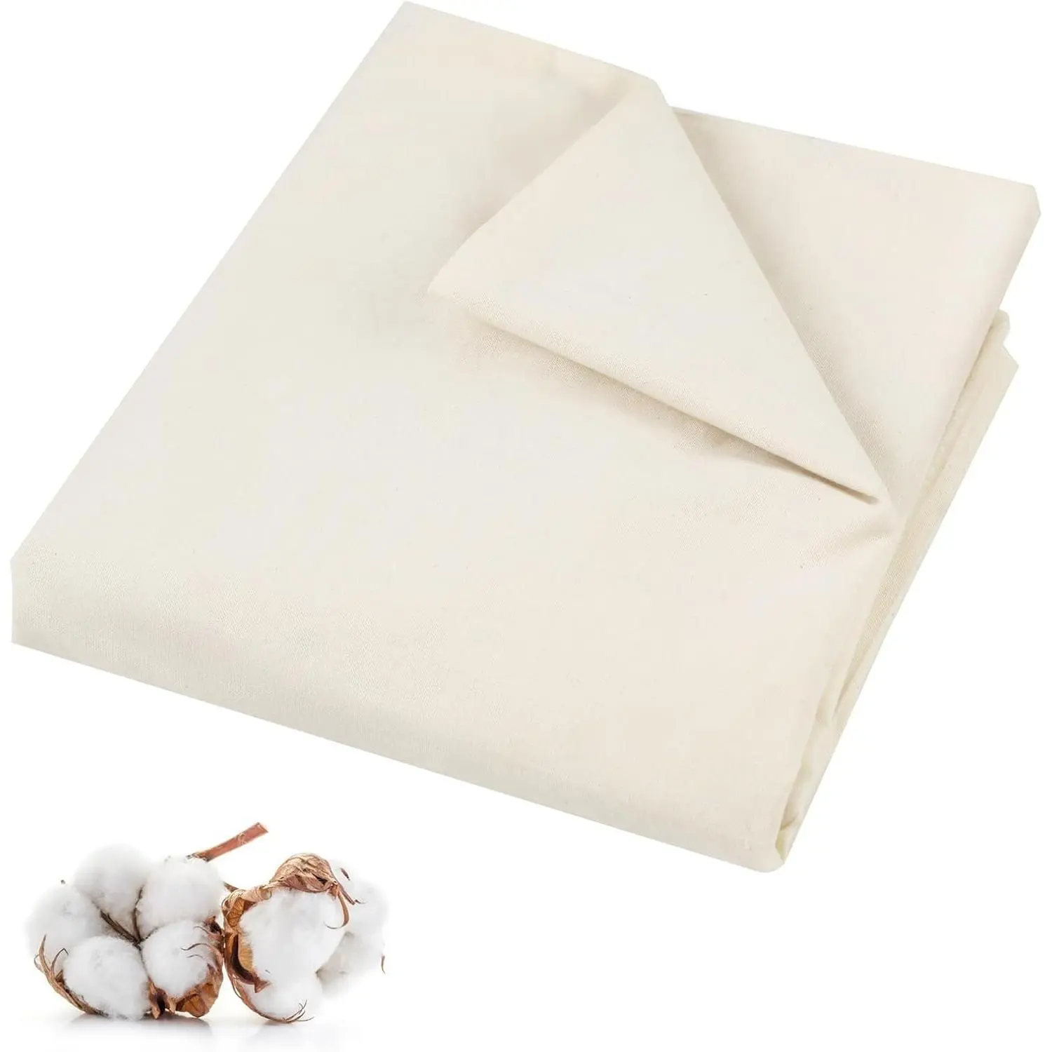 100% Cotton Muslin Fabric, 63 Inch X 2 Yards Unbleached Medium Weight Draping Fabric by The Yard, Suitable for Sewing Embroidery Garments Crafts Material - Natural