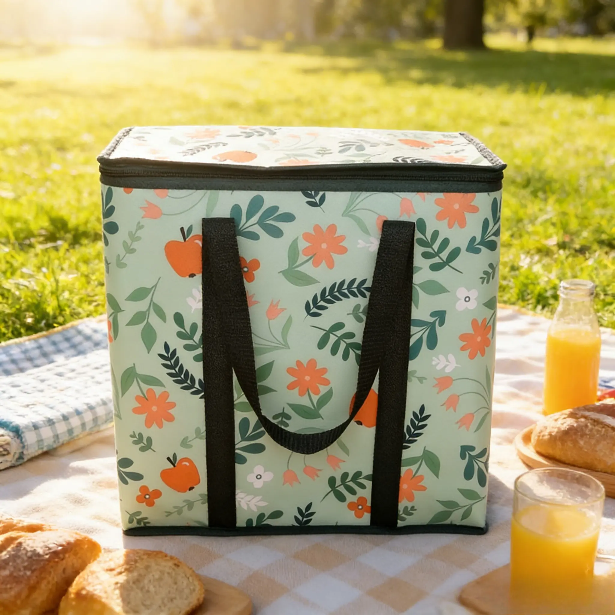 40cm Large Capacity Insulated Bag, Nonwoven Fabric, Food & Beverage Carrier, Picnic Basket, Travel Lunch Box, Takeout Tea Cake Bag, Insulated Lunch Bags